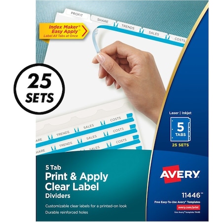 Avery Dividers, Index, Reg Tab, 5Tab 25PK AVE11446